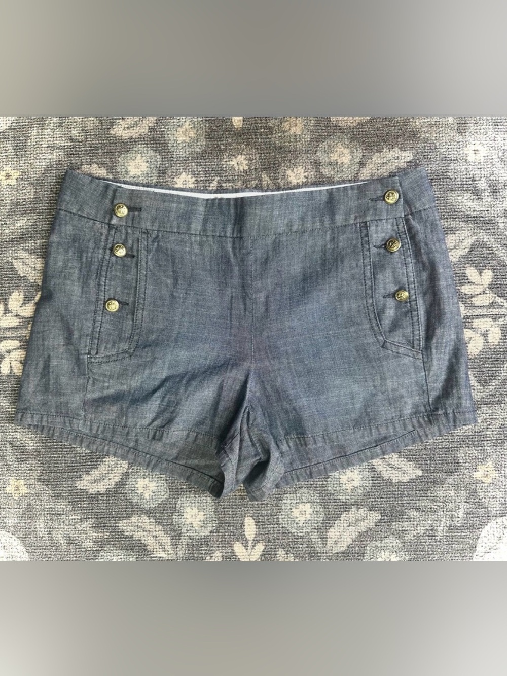 J. Crew Blue Chambray Sailor-Button High Waist Shorts